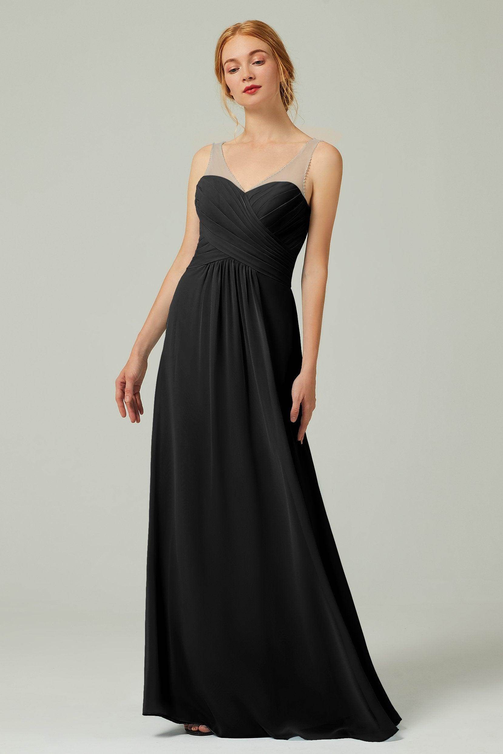 A-Line Floor Length Chiffon Bridesmaid Dress CB0331 - COCOMELODY